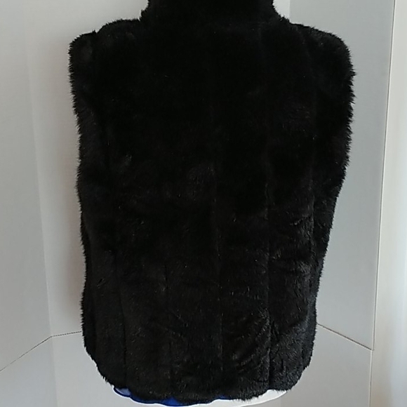 COACO New York Black Faux Fur Reversible Vest Sz S - Picture 6 of 13